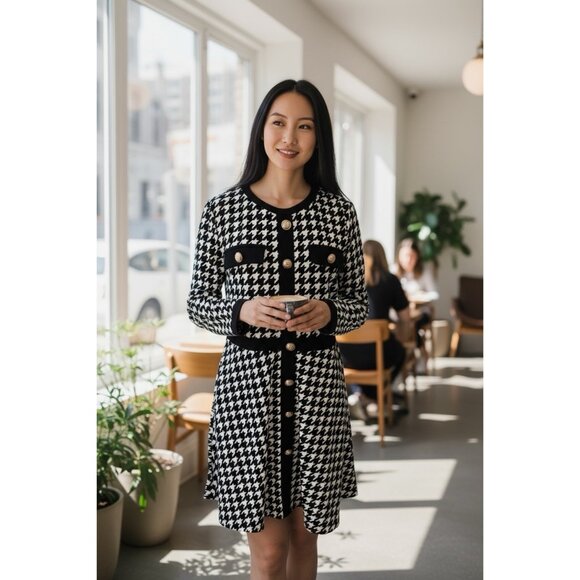 Sweatyrocks Dresses & Skirts - NWT SweatyRocks Geometric Black & White A-Line Pullover Dress Size Medium/Large